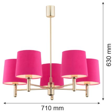 Argon 2089 - Taklampa PONTE 5xE27/15W/230V mässing/rosa