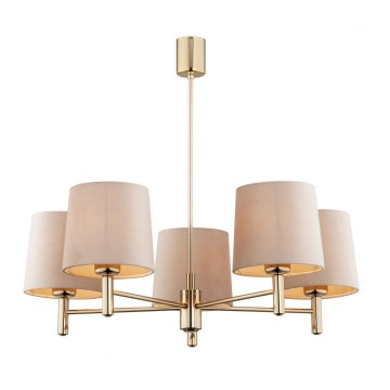 Argon 2105 - Upphängningsbar takkrona  PONTE 5xE27/15W/230V mässing /beige