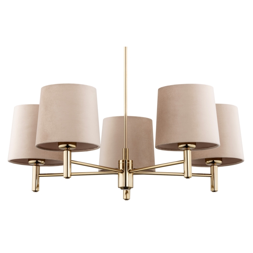 Argon 2105 - Upphängningsbar takkrona  PONTE 5xE27/15W/230V mässing /beige