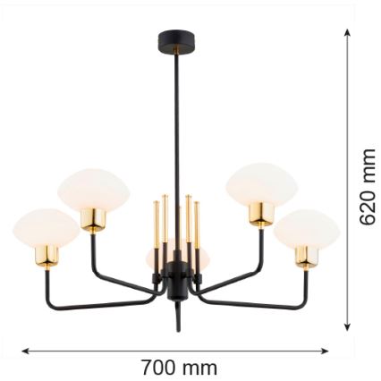 Argon 2128 - Taklampa RAVELLO 5xE14/15W/230V svart/guld