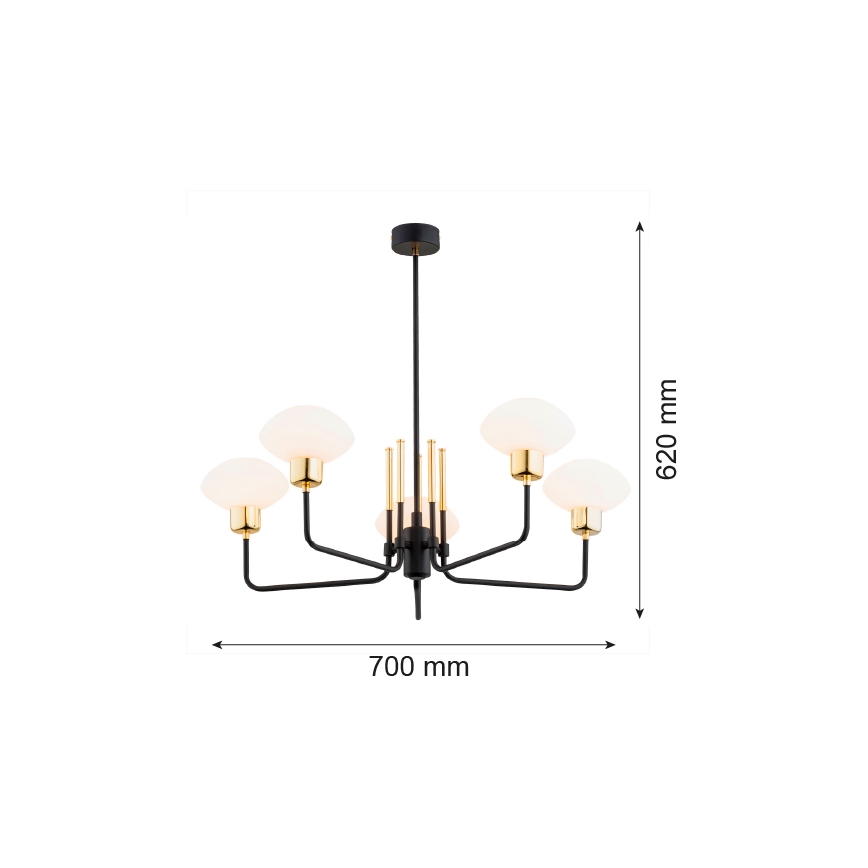Argon 2128 - Taklampa RAVELLO 5xE14/15W/230V svart/guld