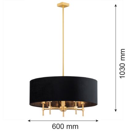 Argon 2133 - Pendelkrona ABBANO 5xE14/7W/230V mässing/svart