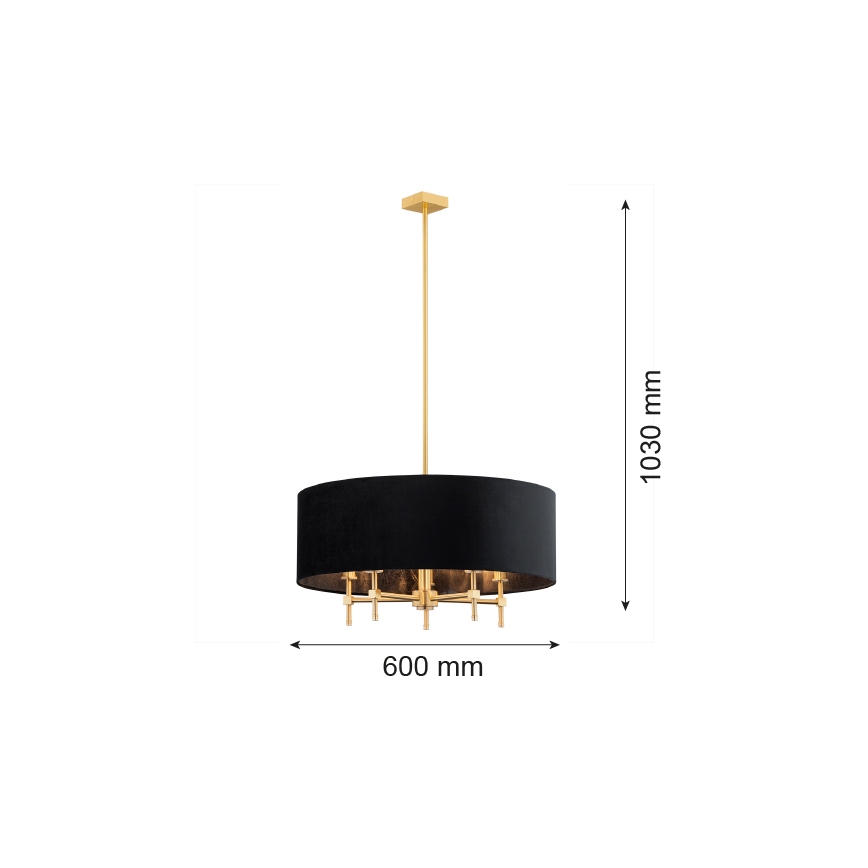 Argon 2133 - Pendelkrona ABBANO 5xE14/7W/230V mässing/svart