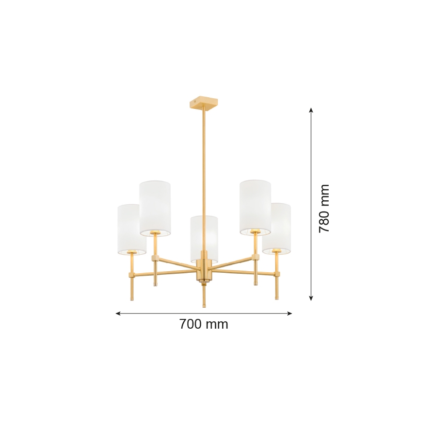 Argon 2134 - Pendelkrona ABRUZZO 5xE14/15W/230V mässing/vit