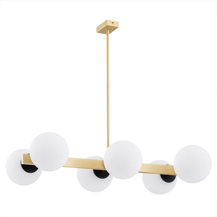 Argon 2549 - Pendelkrona FREEMONT 6xE27/15W/230V gyllene/vit/svart