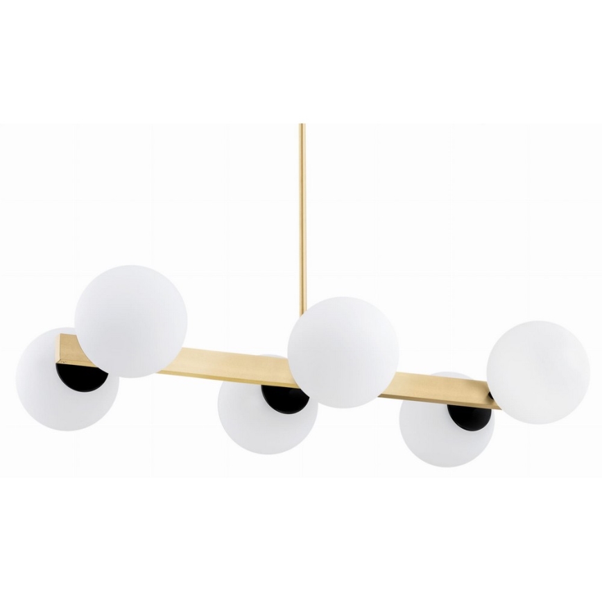 Argon 2549 - Pendelkrona FREEMONT 6xE27/15W/230V gyllene/vit/svart