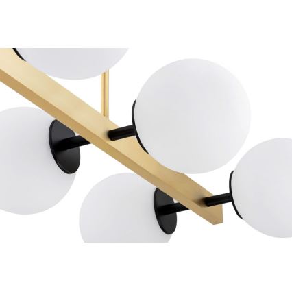 Argon 2549 - Pendelkrona FREEMONT 6xE27/15W/230V gyllene/vit/svart