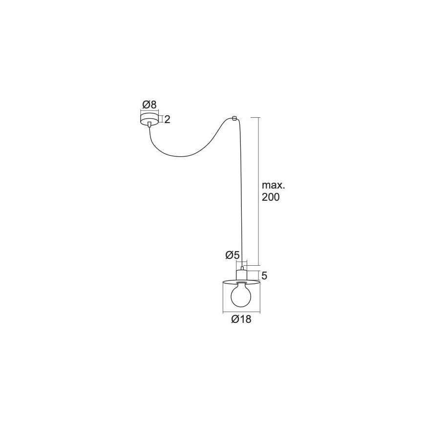 Argon 3835 - Ljuskrona med upphängningsrem CORSO 1xE27/15W/230V svart