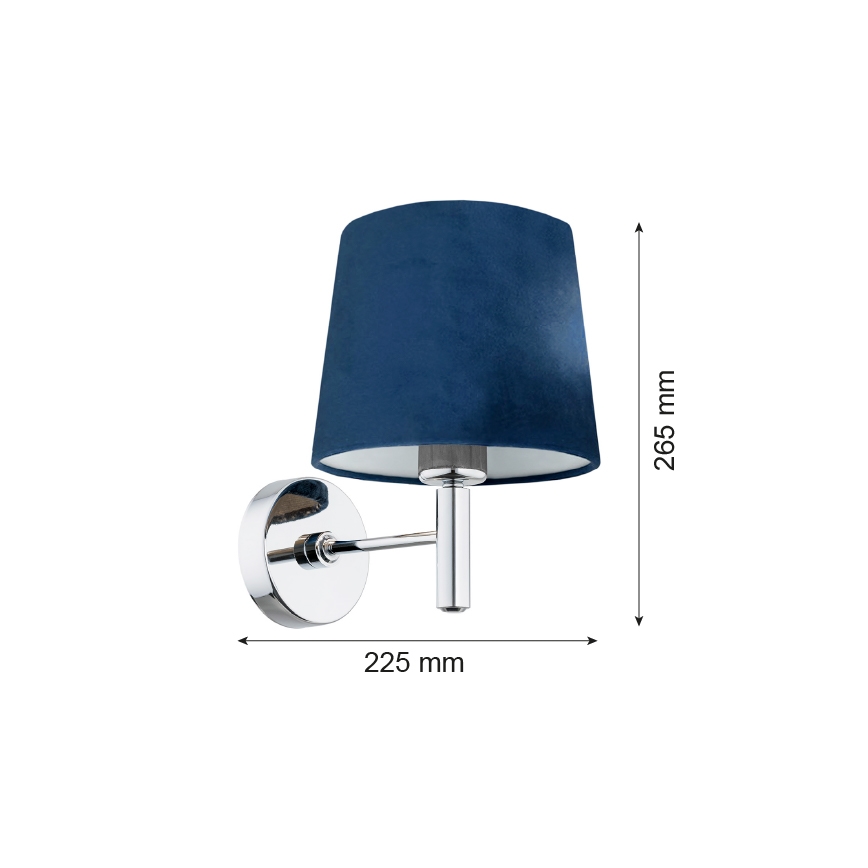 Argon 3908 - Vägglampa BOLZANO 1xE27/15W/230V blå/skinande krom