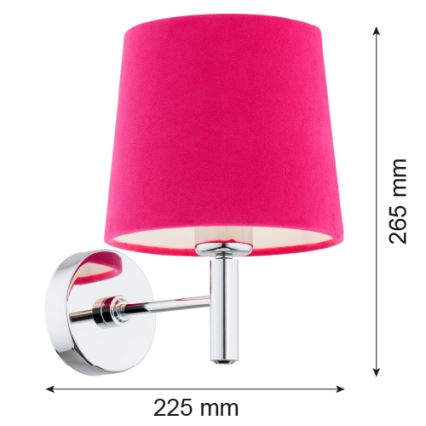 Argon 3909 - Vägglampa BOLZANO 1xE27/15W/230V rosa/skinande krom
