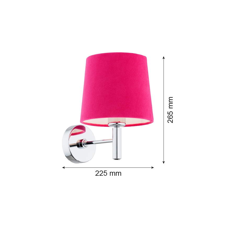 Argon 3909 - Vägglampa BOLZANO 1xE27/15W/230V rosa/skinande krom