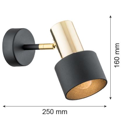 Argon 4265 - Väggspotlight DORIA 1xE27/15W/230V svart/mässing