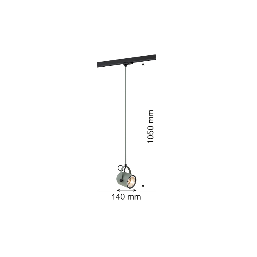 Argon 4313 - Taklampa för skensystem NET 1xE27/15W/230V grön