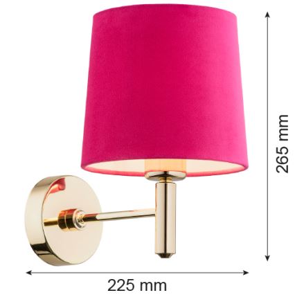 Argon 4349 - Vägglampa PONTE 1xE27/15W/230V rosa/mässing