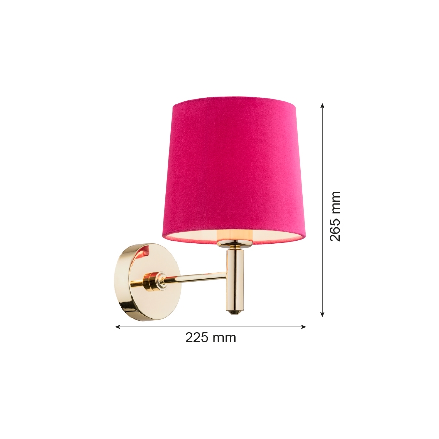 Argon 4349 - Vägglampa PONTE 1xE27/15W/230V rosa/mässing