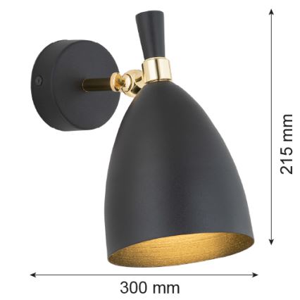 Argon 4701 - Vägglampa  CHARLOTTE 1xE27/15W/230V svart /gyllene