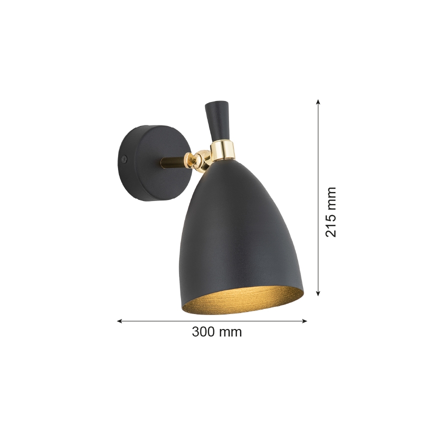Argon 4701 - Vägglampa  CHARLOTTE 1xE27/15W/230V svart /gyllene