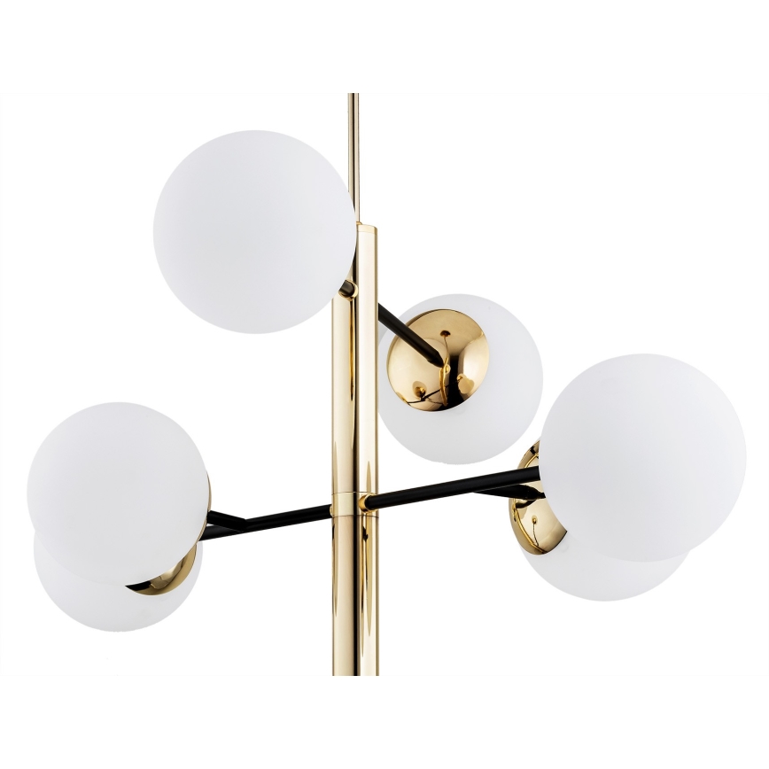 Argon 5041 - Takkrona  on a pole CAMERON 8xE27/15W/230V mässing /svart