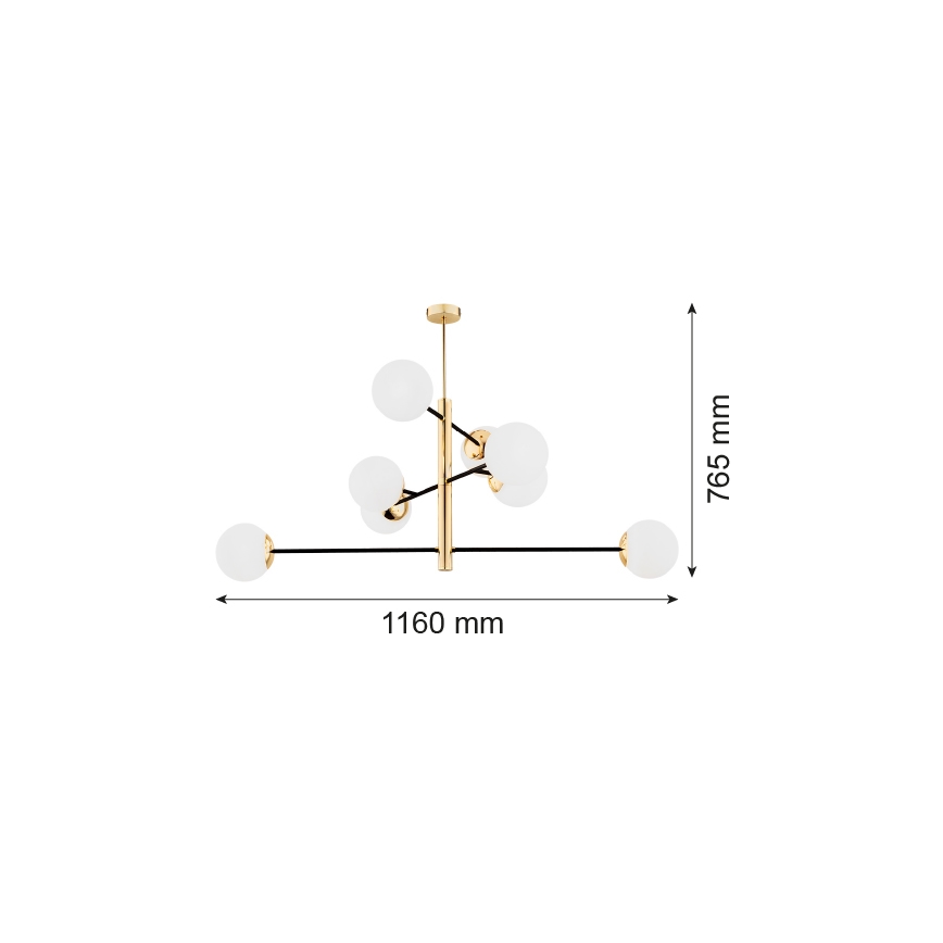 Argon 5041 - Takkrona  on a pole CAMERON 8xE27/15W/230V mässing /svart