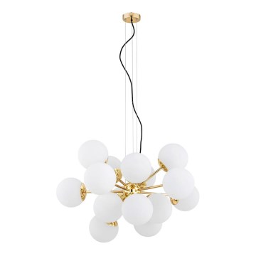 Argon 5048 - Ljuskrona med upphängningsrem SATELITE PLUS 15xE27/15W/230V gyllene