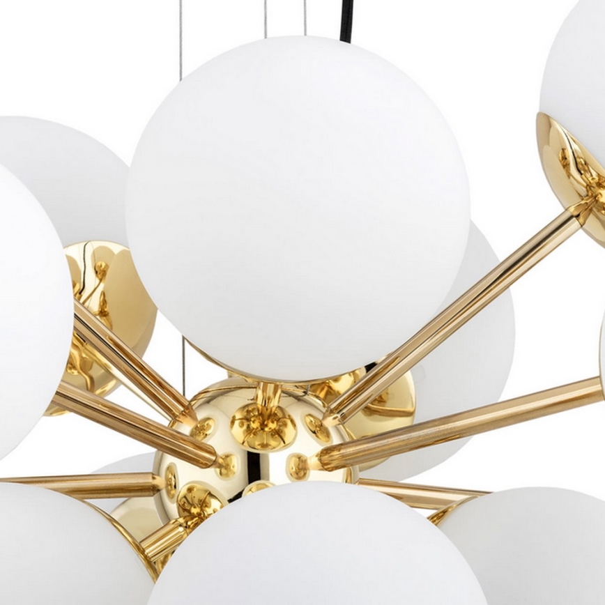 Argon 5048 - Ljuskrona med upphängningsrem SATELITE PLUS 15xE27/15W/230V gyllene