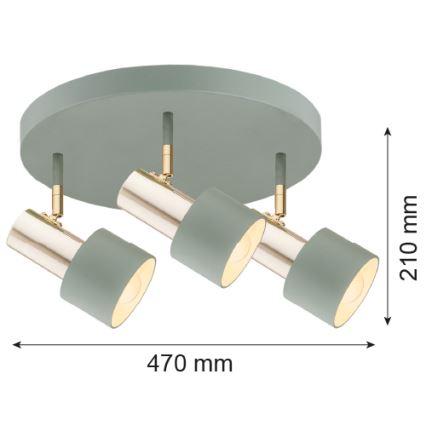Argon 6007 - Spotlight DORIA 3xE27/15W/230V grön/mässing