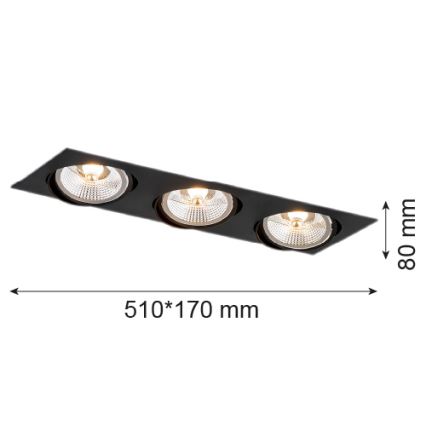 Argon 6116 - Infälld taklampa OLIMP 3xGU10-AR111/12W/230V svart