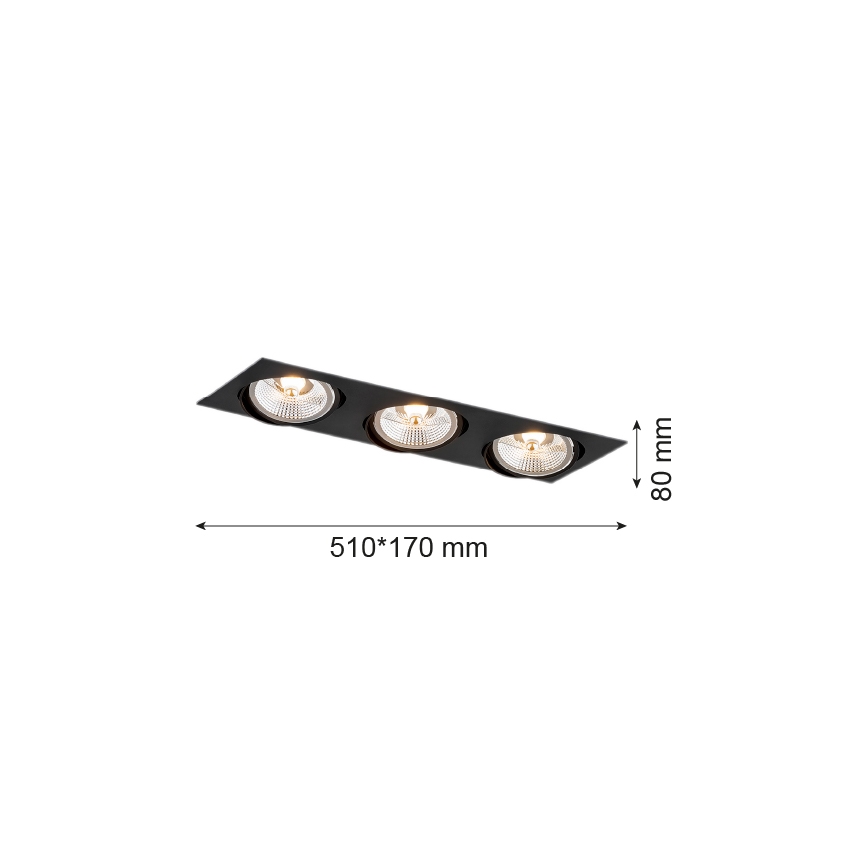 Argon 6116 - Infälld taklampa OLIMP 3xGU10-AR111/12W/230V svart