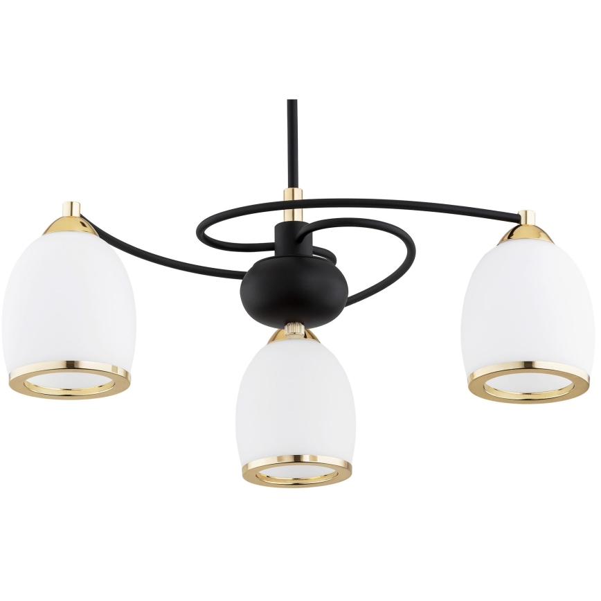 Argon 6144 - Pendelkrona AVILA PLUS 3xE27/15W/230V svart/gyllene/vit