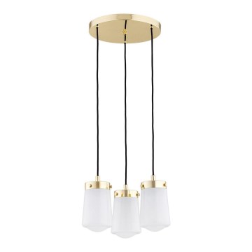 Argon 6164 - Ljuskrona med upphängningsrem PASADENA 3xE27/15W/230V gyllene/vit