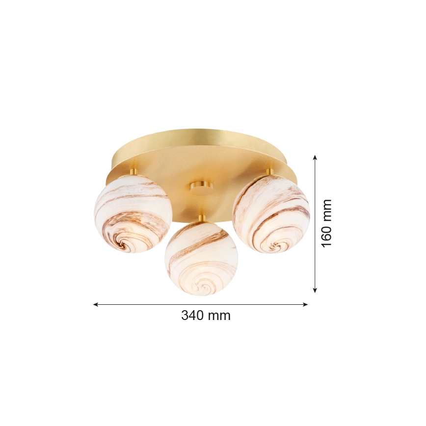 Argon 6290 - Taklampa FABIO 3xE14/7W/230V alabaster guld