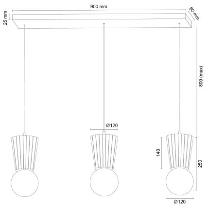 Argon 6357 - Badrumspendel med kabel VOLANTE 3xG9/6W/230V IP44 beige