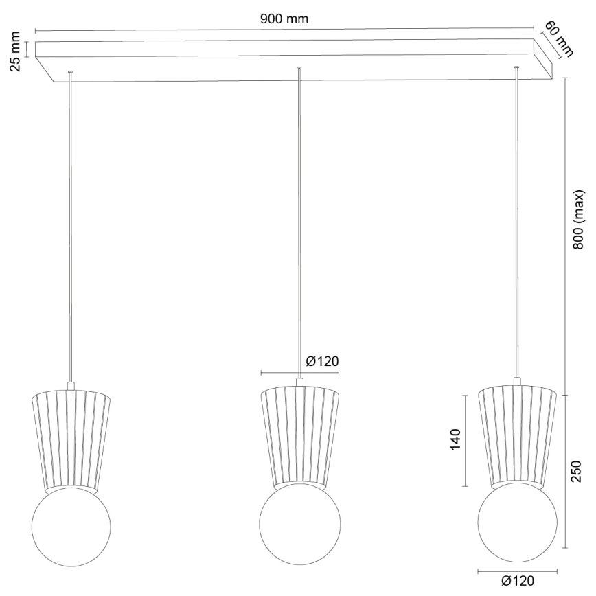 Argon 6357 - Badrumspendel med kabel VOLANTE 3xG9/6W/230V IP44 beige