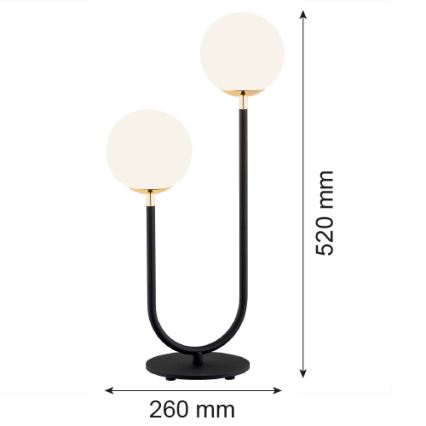 Argon 7072 - Bordslampa FERRONE 2xE14/7W/230V svart/vit/gyllene