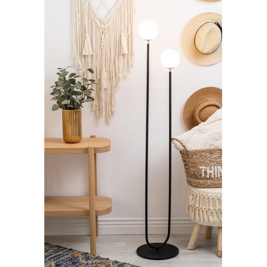 Argon 7073 - Golv lampa FERRONE 2xE14/7W/230V svart/vit/gyllene