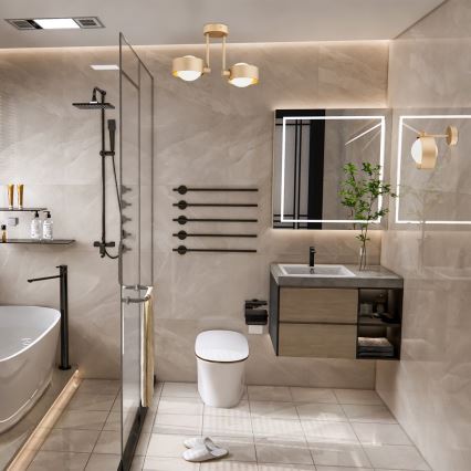 Argon 7215 - Badrum hängande ljuskrona MASSIMO PLUS 2xG9/6W/230V IP44 guld