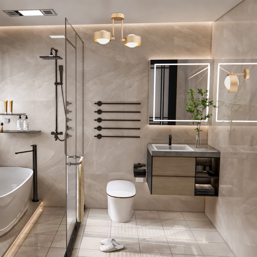 Argon 7215 - Badrum hängande ljuskrona MASSIMO PLUS 2xG9/6W/230V IP44 guld