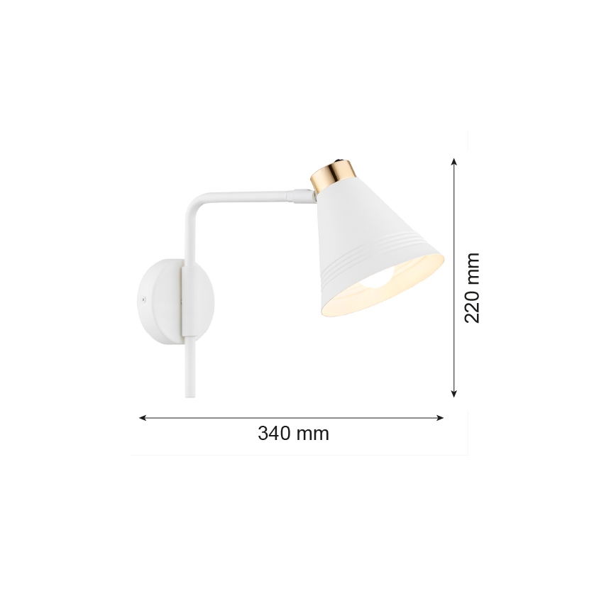 Argon 8006 - Vägglampa AVALONE 1xE27/15W/230V 34 cm vit/gyllene