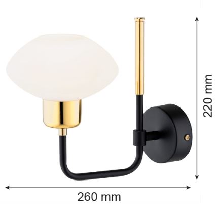 Argon 8032 - Vägglampa RAVELLO 1xE14/15W/230V svart/guld