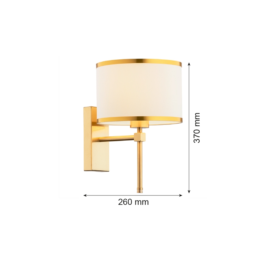 Argon 8033 - Vägglampa ABBANO 1xE27/15W/230V mässing/vit