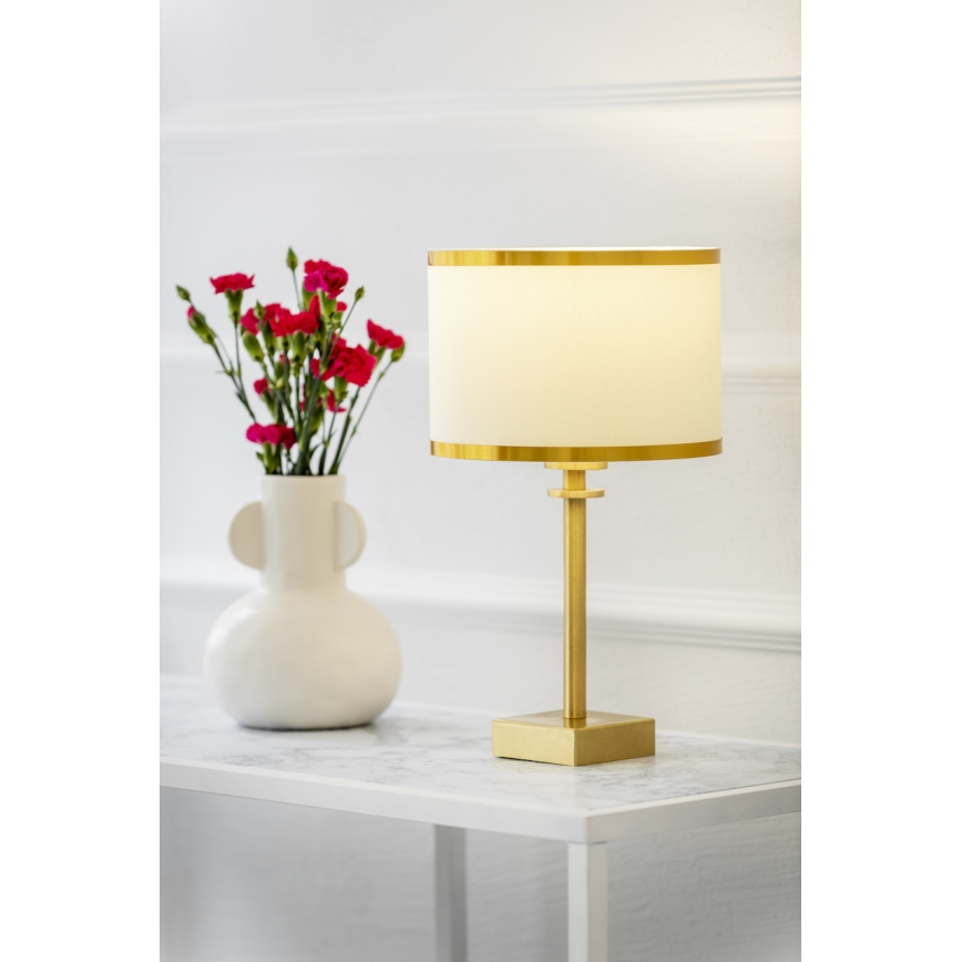 Argon 8047 - Bordslampa ABBANO 1xE27/15W/230V mässing/vit