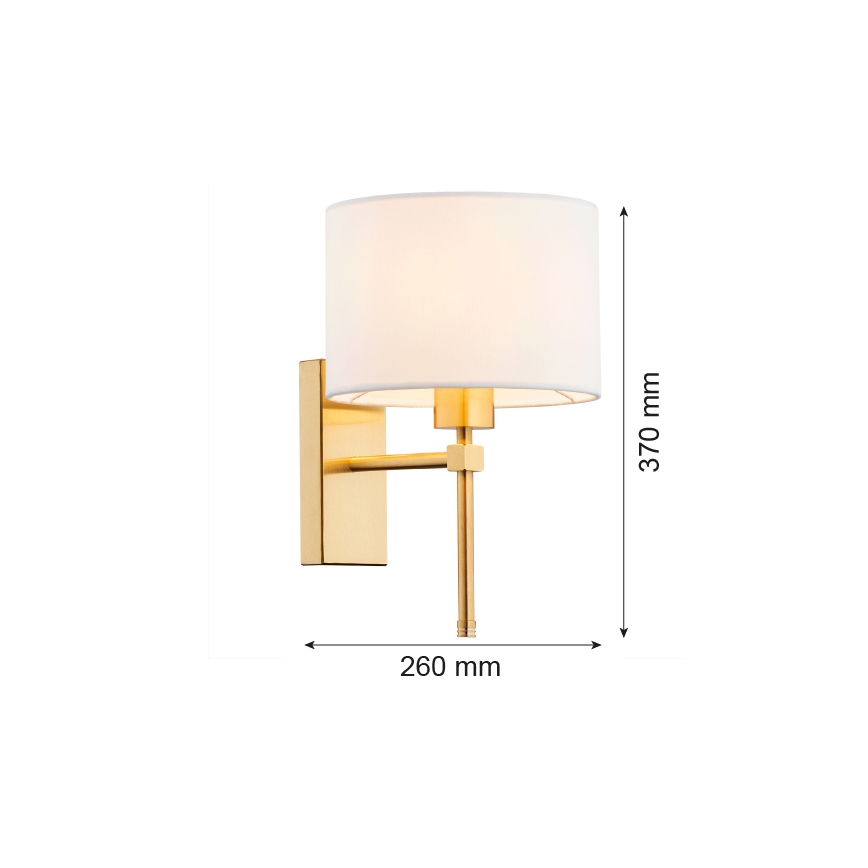 Argon 8048 - Vägglampa ABBANO 1xE27/15W/230V mässing/vit