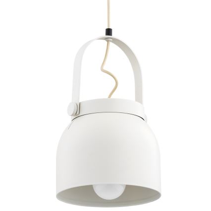 Argon 8280 - Ljuskrona med textilsladd LOGAN 1xE27/15W/230V diameter 20 cm vit