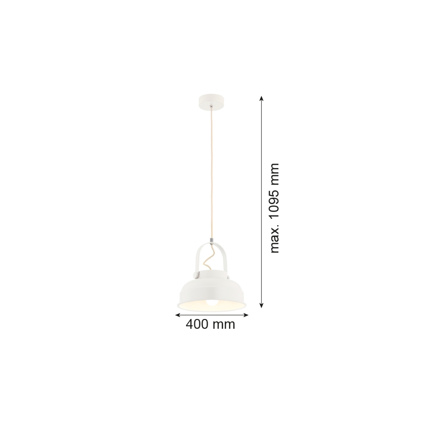Argon 8284 - Ljuskrona med textilsladd DAKOTA 1xE27/15W/230V vit