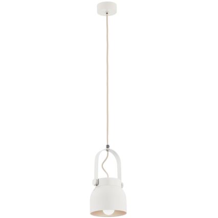 Argon 8290 - Ljuskrona med textilsladd LOGAN 1xE27/15W/230V diameter 14 cm vit
