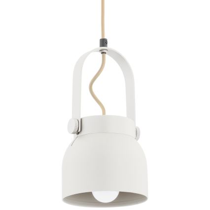 Argon 8290 - Ljuskrona med textilsladd LOGAN 1xE27/15W/230V diameter 14 cm vit