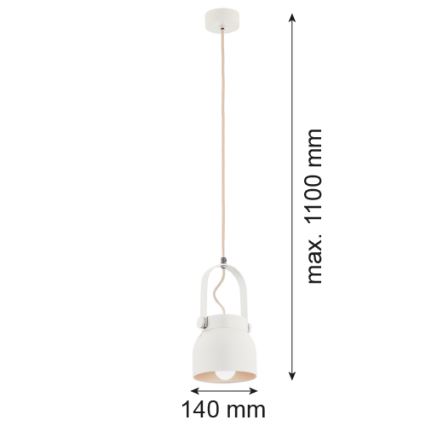 Argon 8290 - Ljuskrona med textilsladd LOGAN 1xE27/15W/230V diameter 14 cm vit
