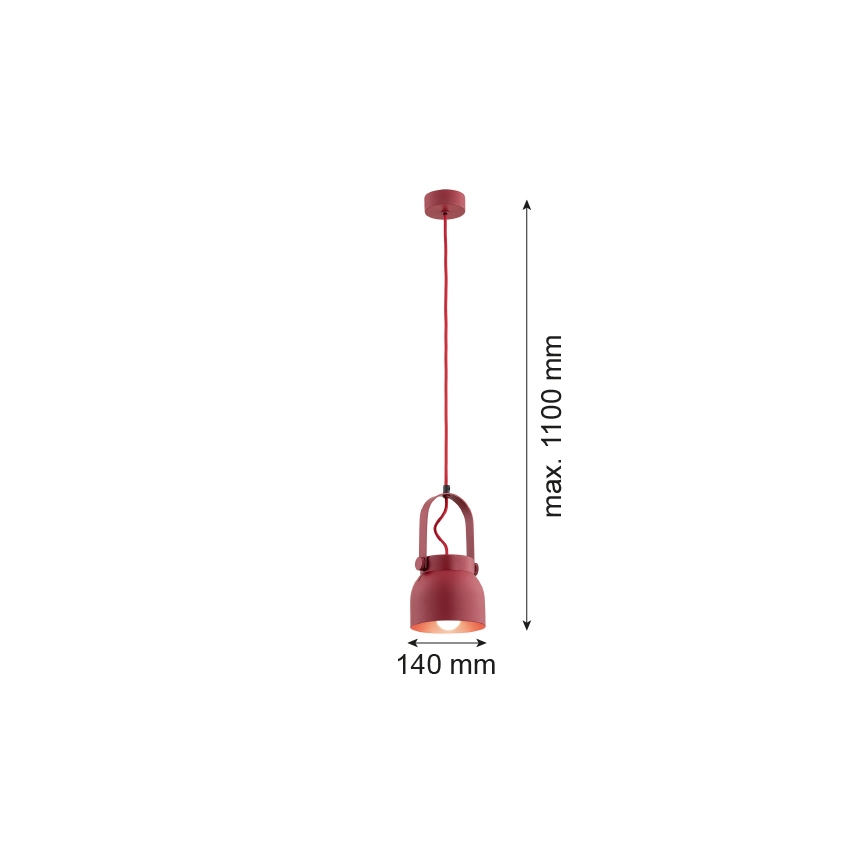 Argon 8292 - Ljuskrona med textilsladd LOGAN 1xE27/15W/230V diameter 14 cm röd