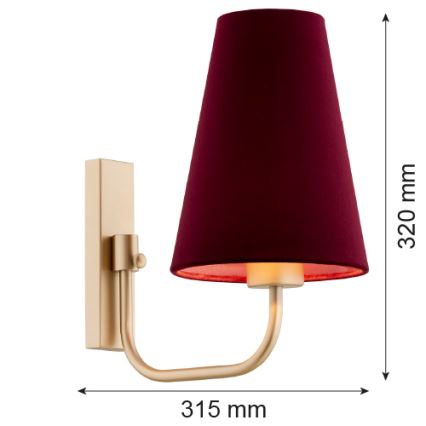 Argon 8313 - Vägglampa SAFIANO 1xE27/15W/230V burgundy