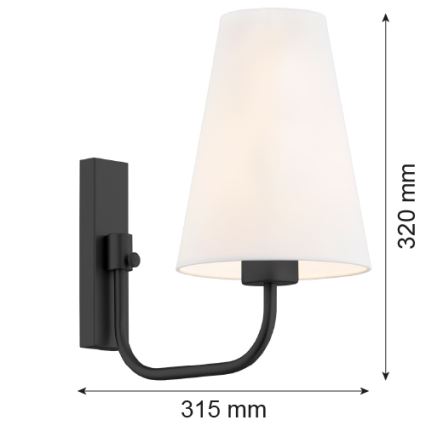 Argon 8376 - Vägglampa SAFIANO 1xE27/15W/230V svart
